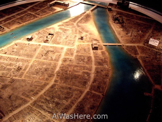 Maqueta de Hiroshima después de la bomba