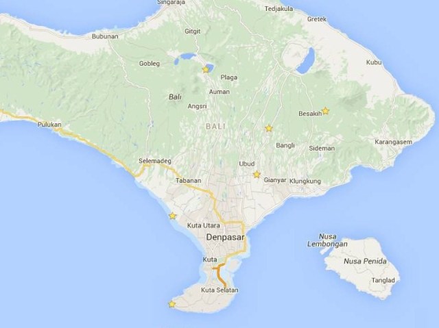Mapa Bali templos