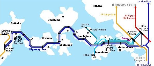 Mapa autobus Onomichi Imabari