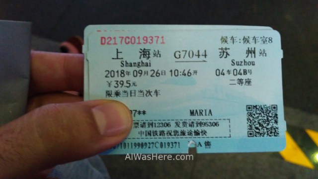 SHANGHAI 3. ticket tren train Suzhou, China