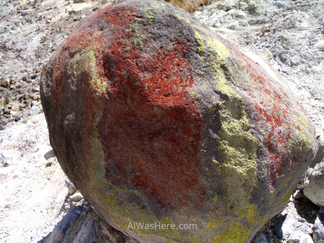 TONGARIRO NATIONAL PARK 10 Alpine Crossing roca roja amarilla hierro azufre Parque Nacional Nueva Zelanda. New Zealand